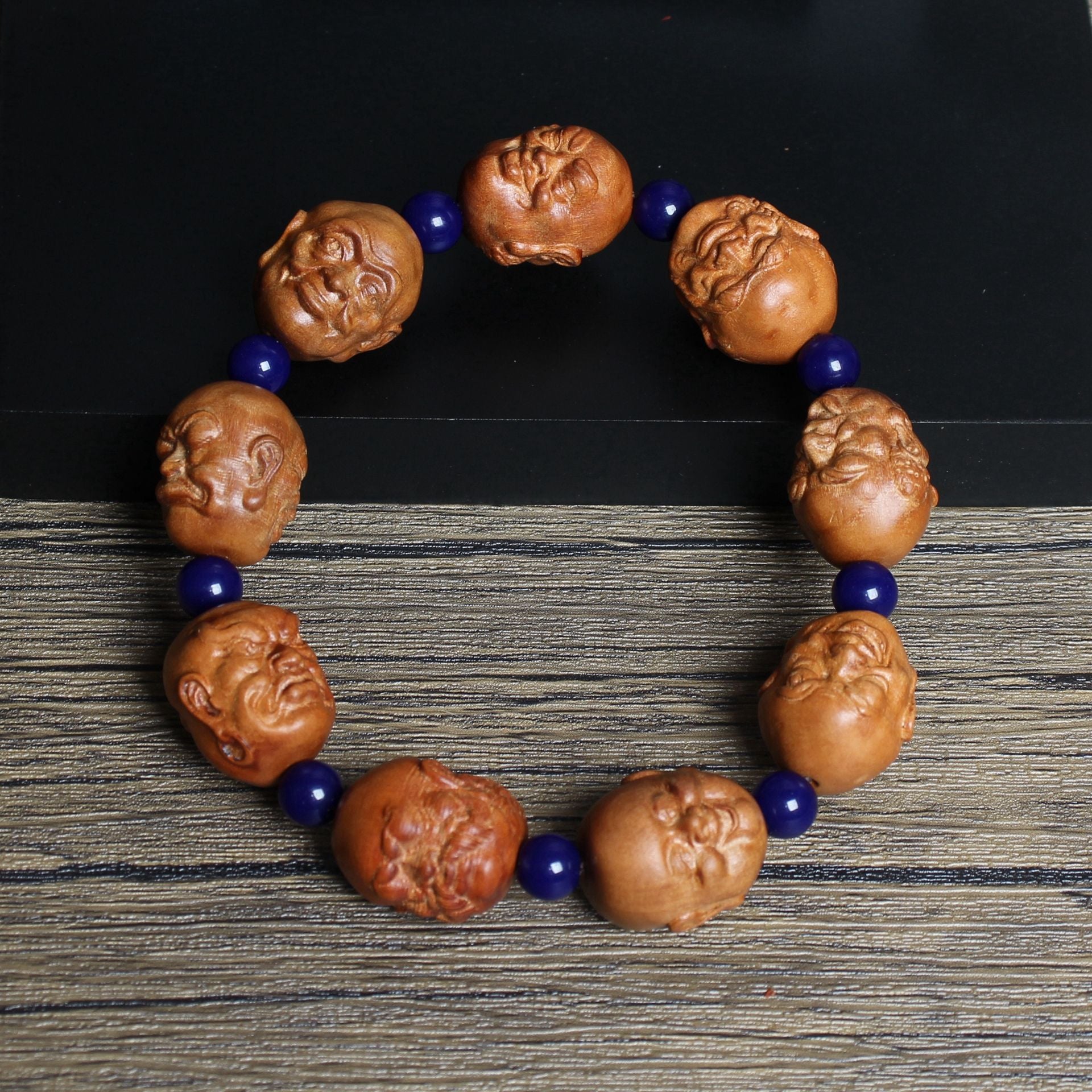 Carved Character Wood Artistic Figure Bracelet