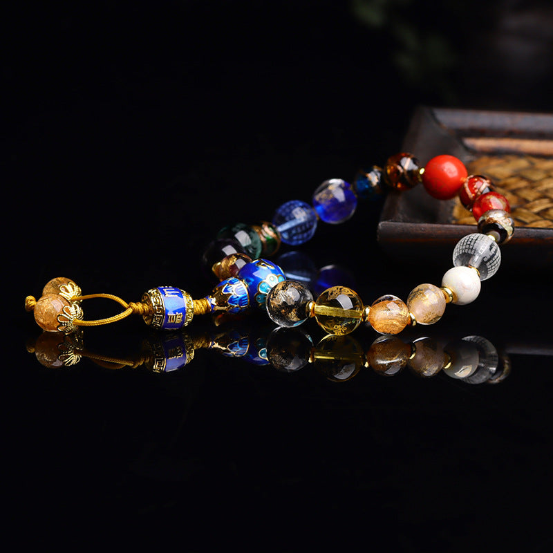 Incense Ash Gilded Heart Sutra Energy Bracelet | Sacred Glass