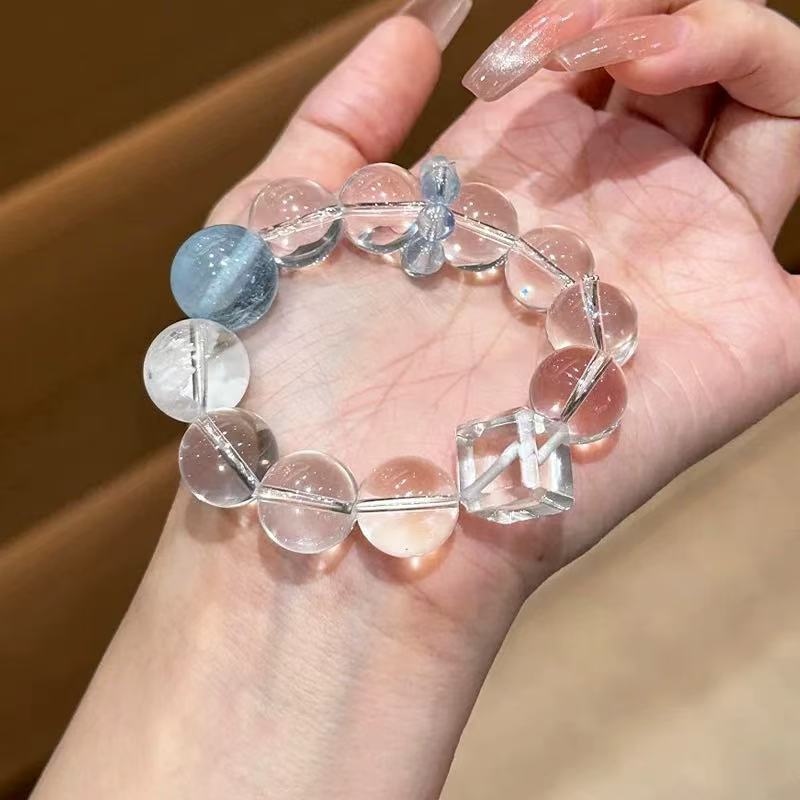 Clear Healing Aquamarine Crystal Clarity Bracelet