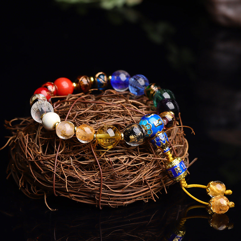 Incense Ash Gilded Heart Sutra Energy Bracelet | Sacred Glass