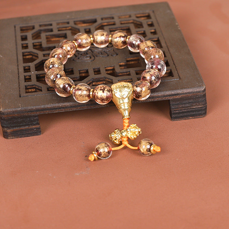 Golden Foil Scented Ash Glass Demon-Slaying Protection Bracelet