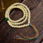Tibetan Chicken Oil Yellow Camel Bone Prayer Beads - Turquoise