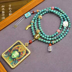 Tibetan Hand-Painted Green Tara Thangka Amulet Necklace