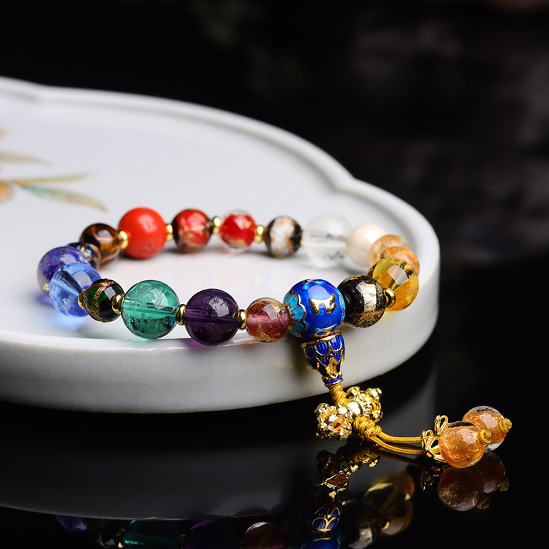 Incense Ash Gilded Heart Sutra Energy Bracelet | Sacred Glass