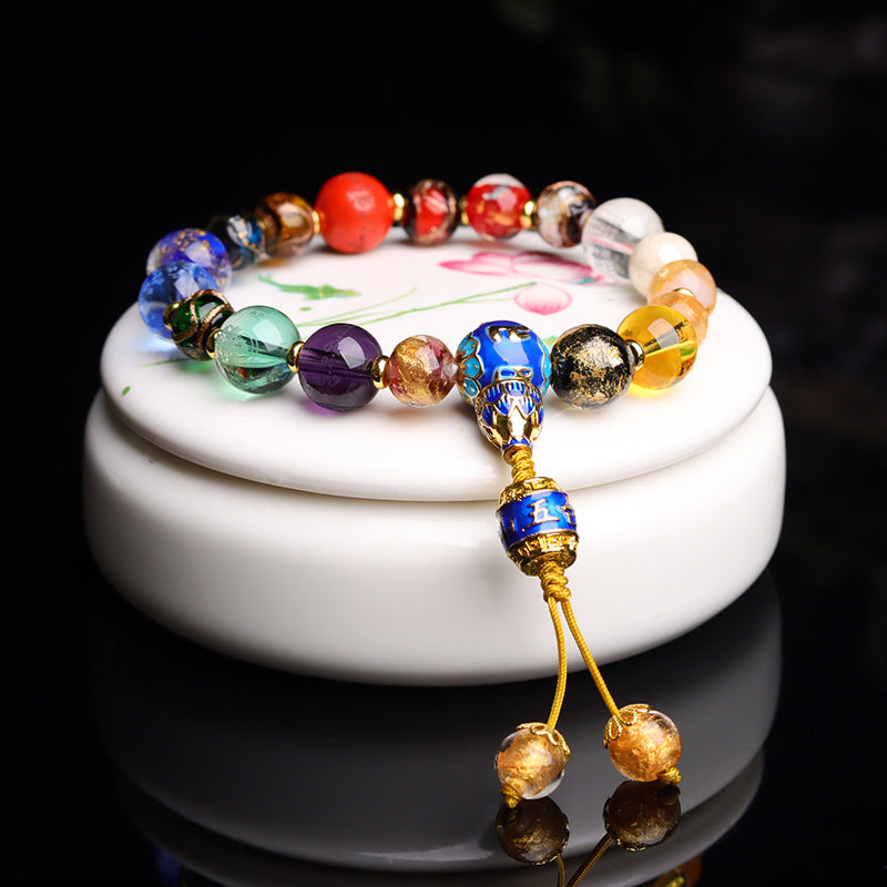 Incense Ash Gilded Heart Sutra Energy Bracelet | Sacred Glass
