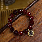 Golden Armor Blood Turtle Agate Bracelet Inlaid Evil Eye Charm