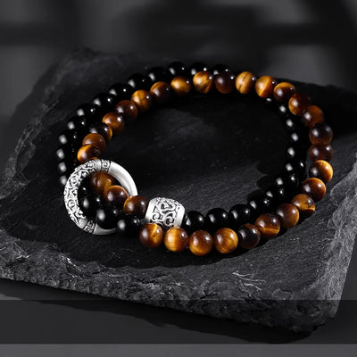 Layered Bracelet Shield - Dual Stone Circle Guardian Defense