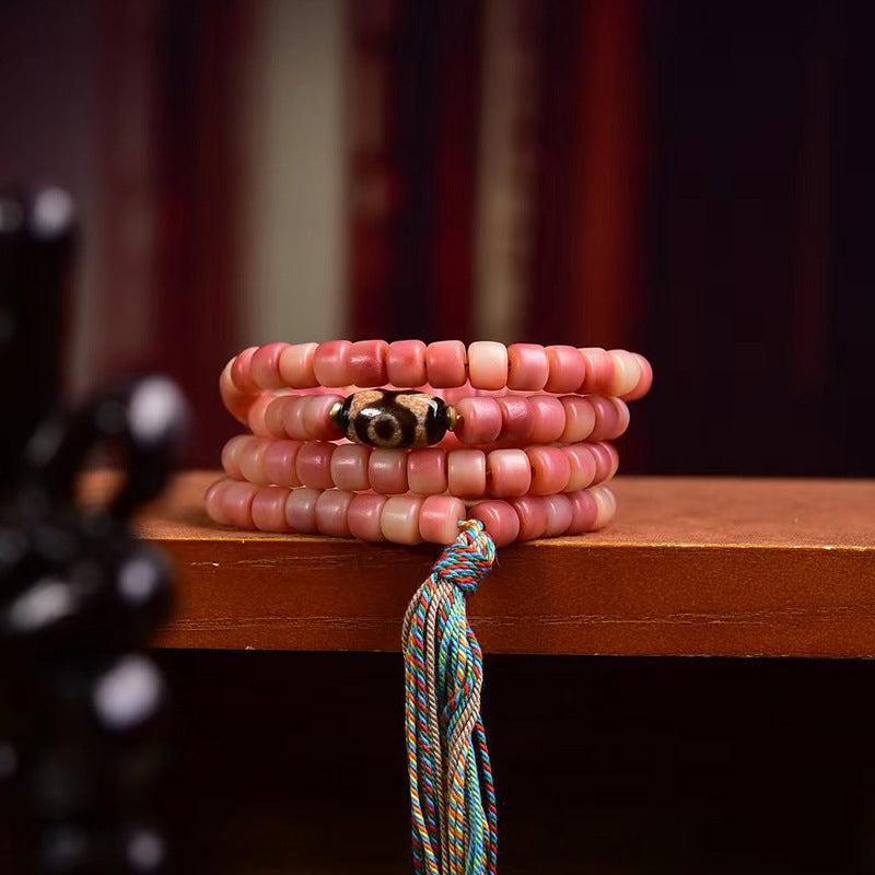 Tibetan Half-Blood Camel Bone Barrel Beads Prayer Bracelet
