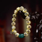Swastika Carved Bone Bracelet Cloisonne Gau Box Turquoise