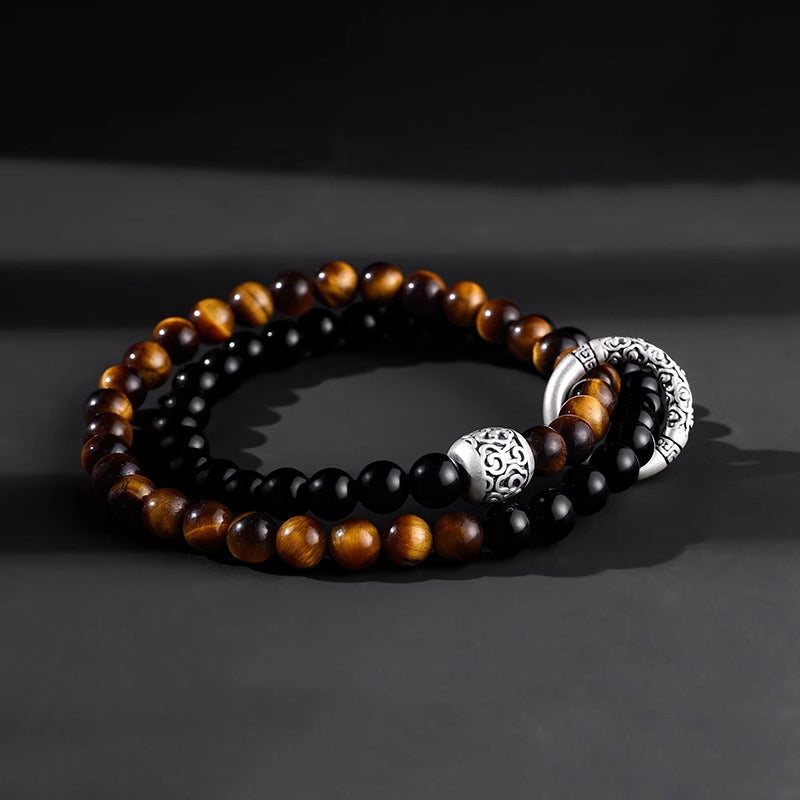 Layered Bracelet Shield - Dual Stone Circle Guardian Defense