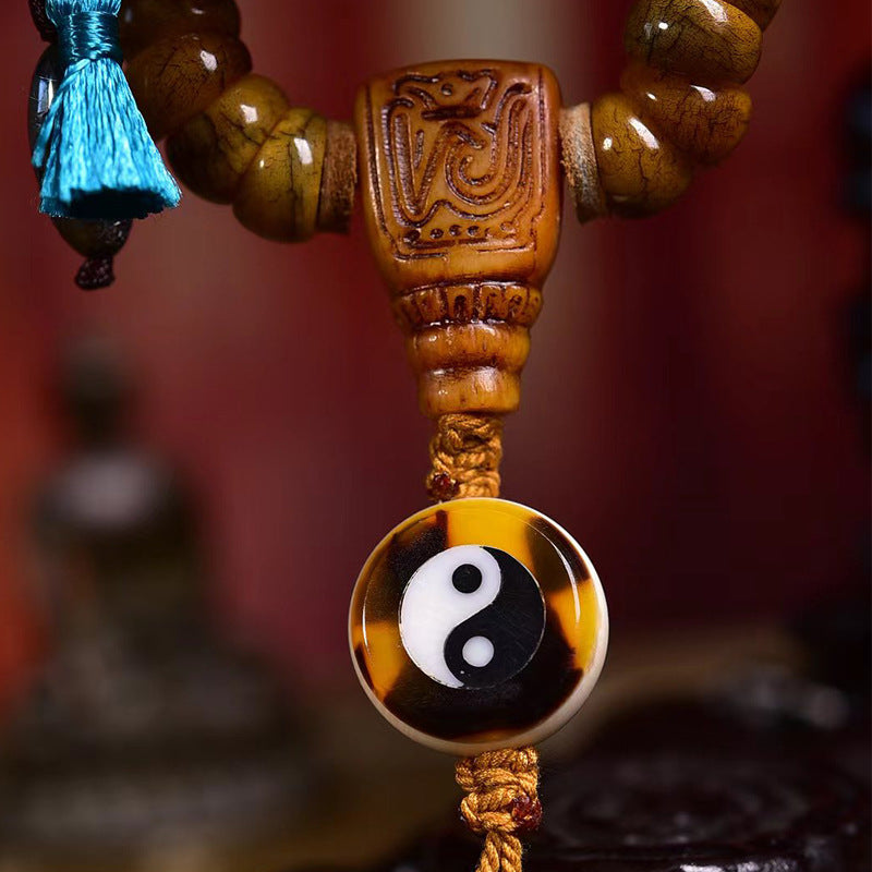 Tibetan Vintage Camel Bone 108 Prayer Beads Bracelet - Taiji Bagua Yak Bone Adai Guardian