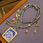 Tibetan Hand-Painted Thangka Nine-Tailed Fox Amulet Necklace