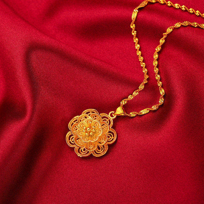 Golden Blossoming Prosperity Energy Pendant Necklace | Feng Shui