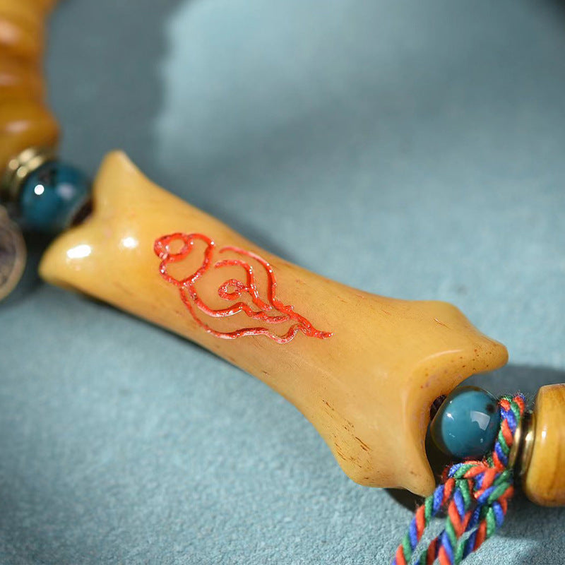 Camel Bone Barrel Beads Bracelet Conch Auspicious Cloud Charm