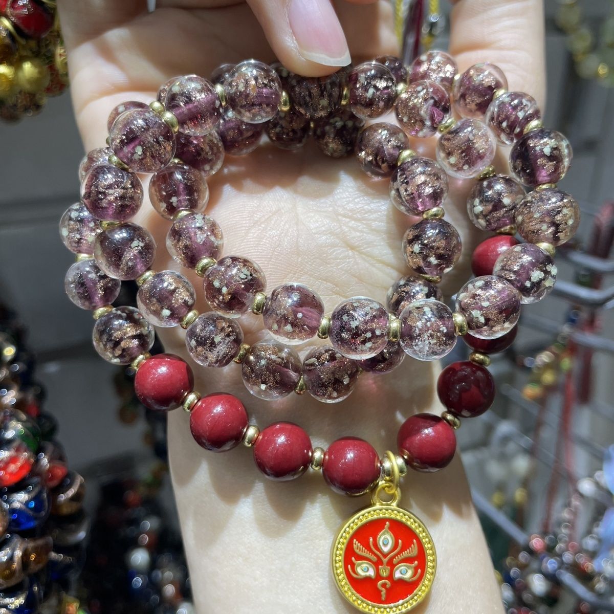 Nine-Purple Li Fire Meditation Protection Bracelet | Scented Ash Glass