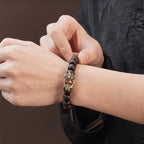 Natural Thunder Strike Wood Pixiu Feng Shui Bracelet - Wealth Protection Evil Ward Off Good Luck Prayer Beads