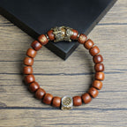 Natural Thunder Strike Wood Pixiu Feng Shui Bracelet - Wealth Protection Evil Ward Off Good Luck Prayer Beads