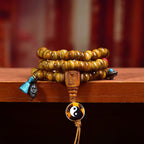 Tibetan Vintage Camel Bone 108 Prayer Beads Bracelet - Taiji Bagua Yak Bone Adai Guardian