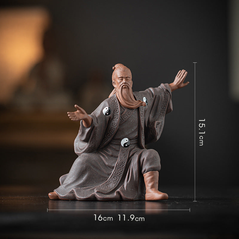 Zhang Sanfeng Home Guardian Ornament | Taoist Ceramic Statue