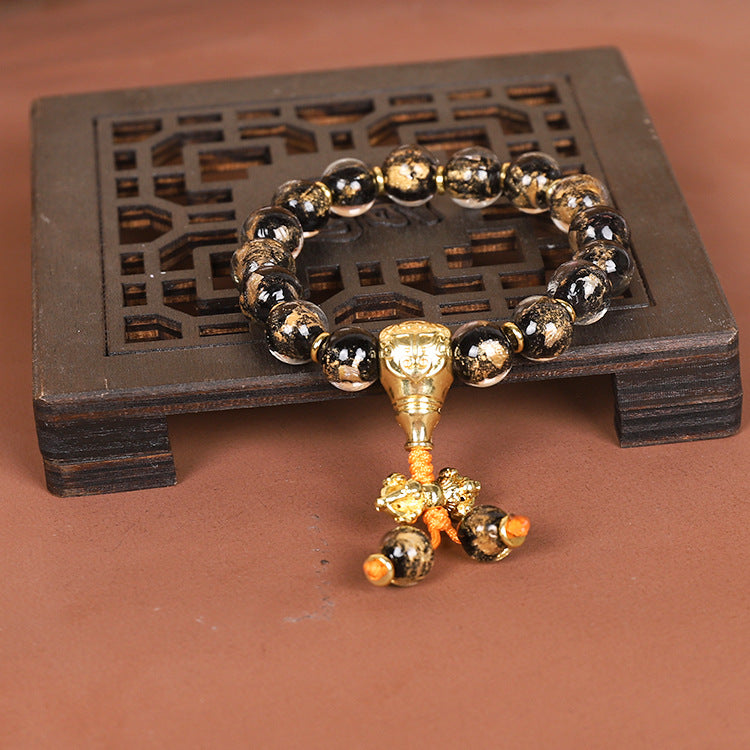Golden Foil Scented Ash Glass Demon-Slaying Protection Bracelet