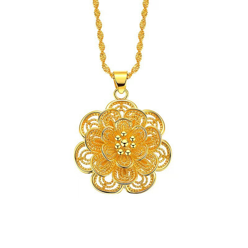 Golden Blossoming Prosperity Energy Pendant Necklace | Feng Shui