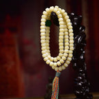Tibetan Chicken Oil Yellow Camel Bone Prayer Beads - Turquoise