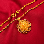 Golden Blossoming Prosperity Energy Pendant Necklace | Feng Shui