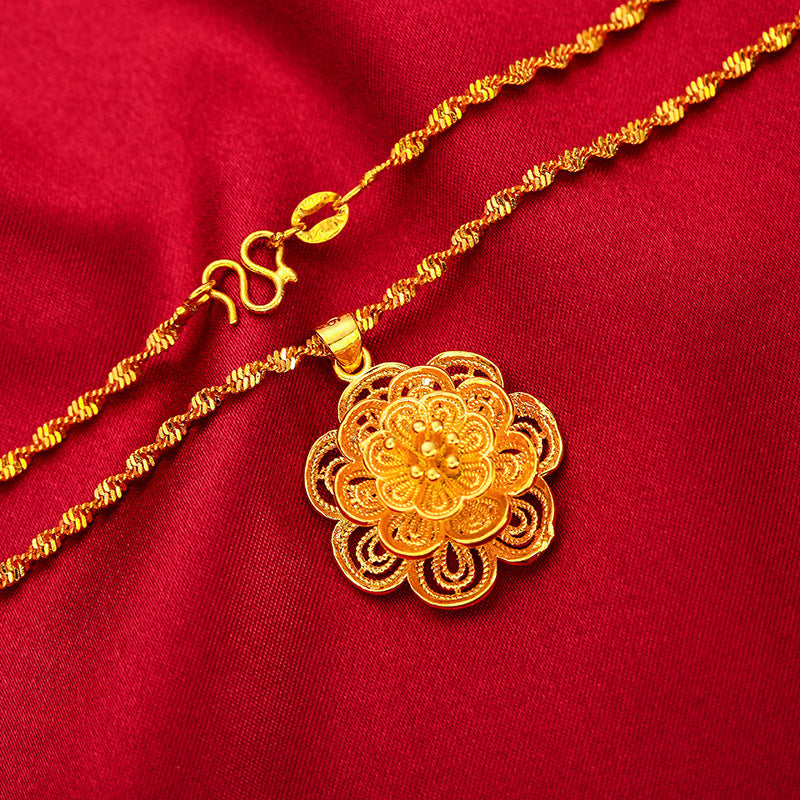 Golden Blossoming Prosperity Energy Pendant Necklace | Feng Shui