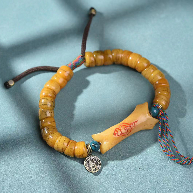 Camel Bone Barrel Beads Bracelet Conch Auspicious Cloud Charm