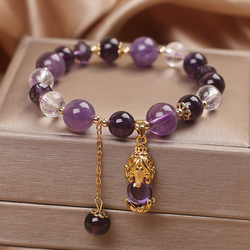 Amethyst Pixiu Protective Energy Bracelet | Gold Plated Guardian
