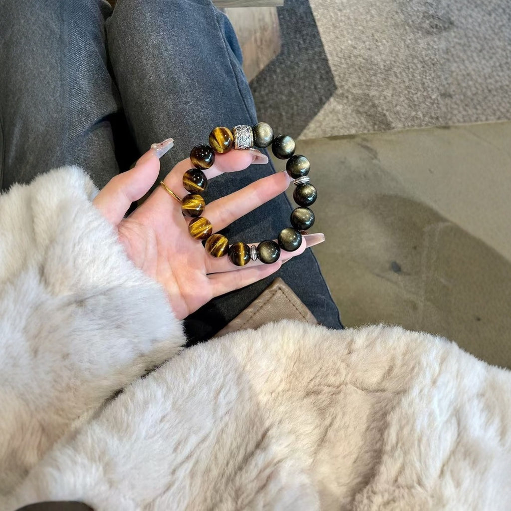 Power Protection Obsidian Tiger Eye Dual Defense Bracelet