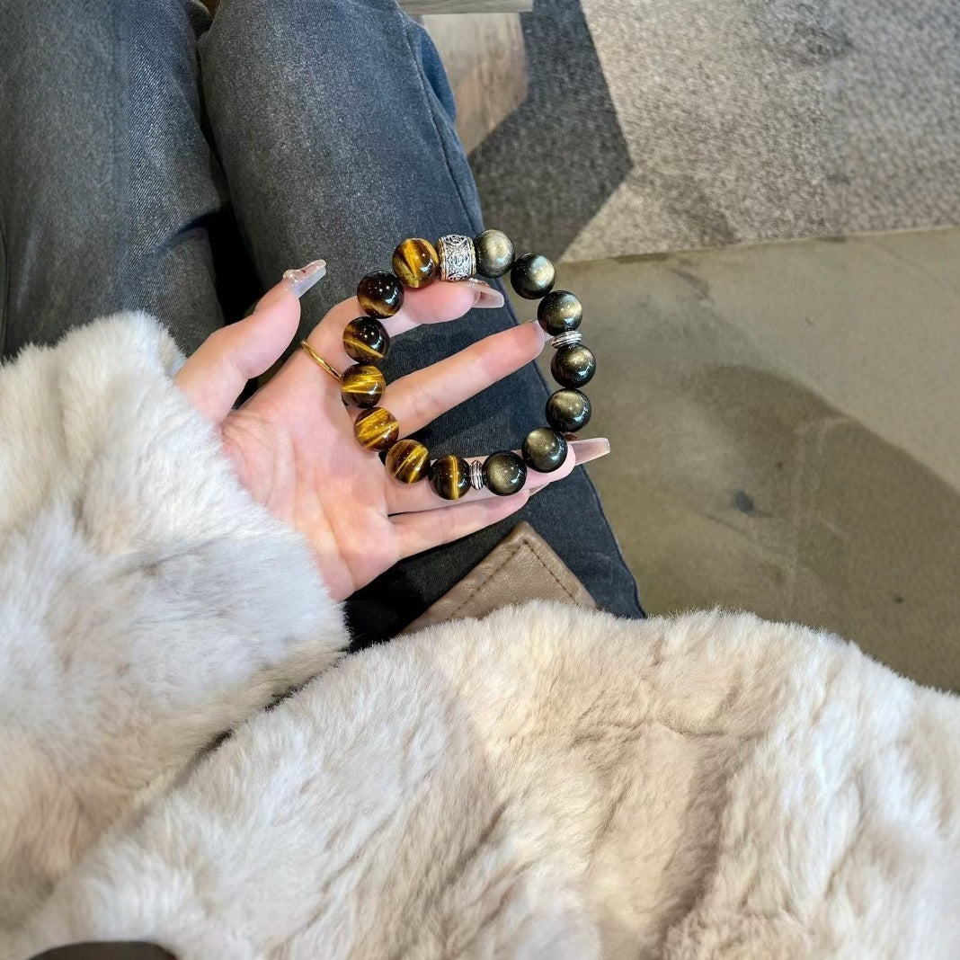 Power Protection Obsidian Tiger Eye Dual Defense Bracelet