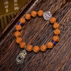 Monkey Head Bodhi Seed Bracelet Evil Eye Dzi Crystal Charm