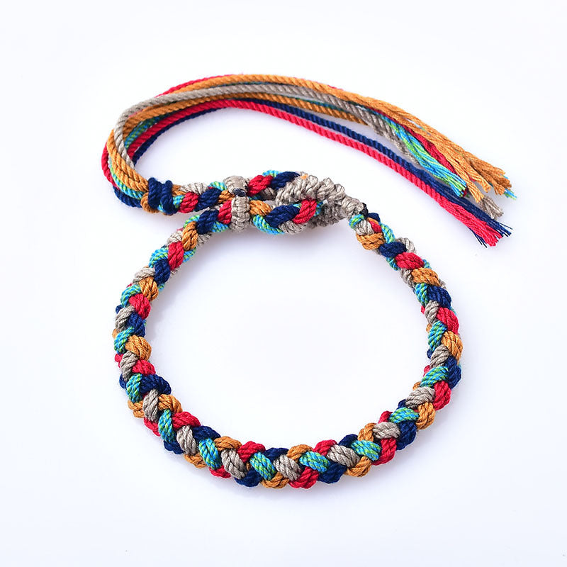 Authentic Tibetan Colorful Rope Bracelet Women - Handmade Prayer Beads Mala Meditation Healing Protection Jewelry