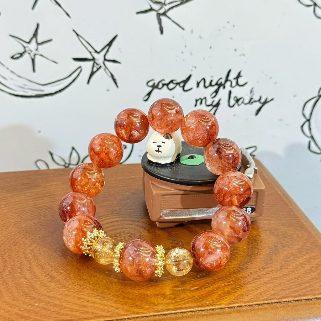 Fortune Turning Red Flower Citrine Money Drawing Bracelet