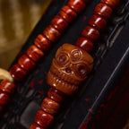 Tibetan Vintage Bone Barrel Beads Prayer Bracelet - Citipati Skull Vajra Pestle