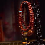 Tibetan Vintage Bone Barrel Beads Prayer Bracelet - Citipati Skull Vajra Pestle