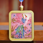 Tibetan Pink Phoenix Fire Thangka Amulet Rose Quartz Necklace