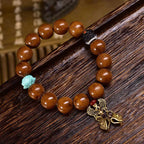 Purple Gold Rat Three Eye Bodhi Bracelet Angel Wing Charm