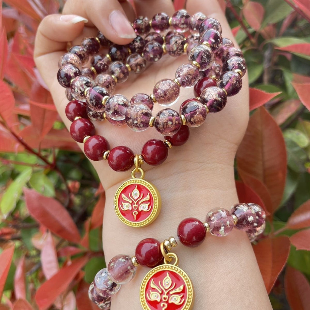 Nine-Purple Li Fire Meditation Protection Bracelet | Scented Ash Glass