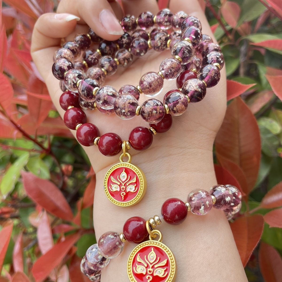 Nine-Purple Li Fire Meditation Protection Bracelet | Scented Ash Glass