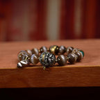 Ancient West Asian Etched Agate Bracelet Fudo Myoo Copper Beads