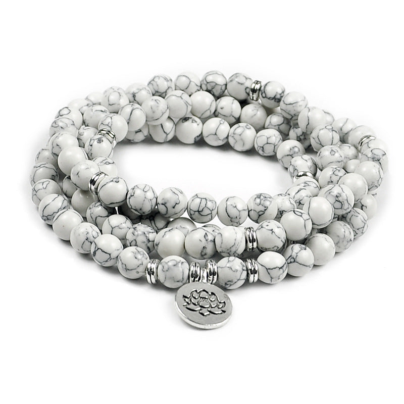 White Green Turquoise Meditation Energy Bracelet | Natural Stone