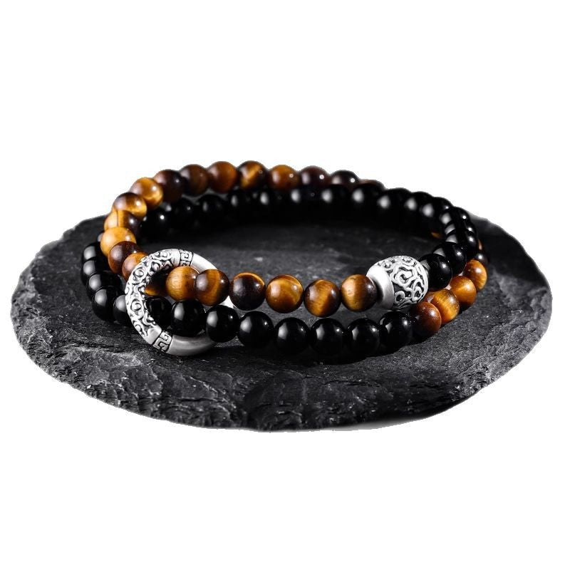 Layered Bracelet Shield - Dual Stone Circle Guardian Defense