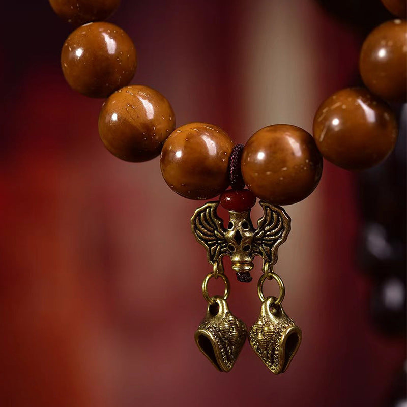 Purple Gold Rat Three Eye Bodhi Bracelet Angel Wing Charm