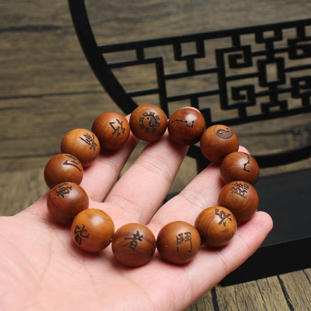 Sacred Talisman Symbols Ancient Wood Beads