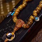 Tibetan Vintage Camel Bone 108 Prayer Beads Bracelet - Taiji Bagua Yak Bone Adai Guardian