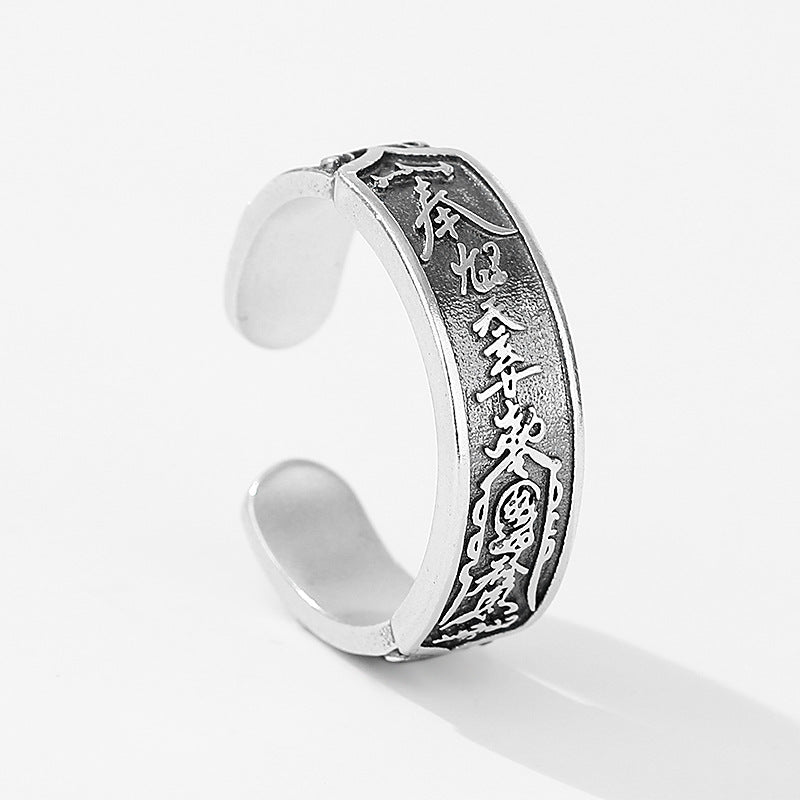 Taoist Talisman Silver Protection Ring | 925 Sterling Silver Feng Shui
