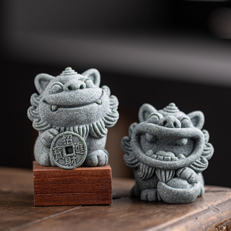 Taiji Aura Bluestone Guardian Lion Décor | Feng Shui Protection