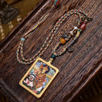 Tibetan Hand-Painted Ksitigarbha Thangka Amulet Necklace
